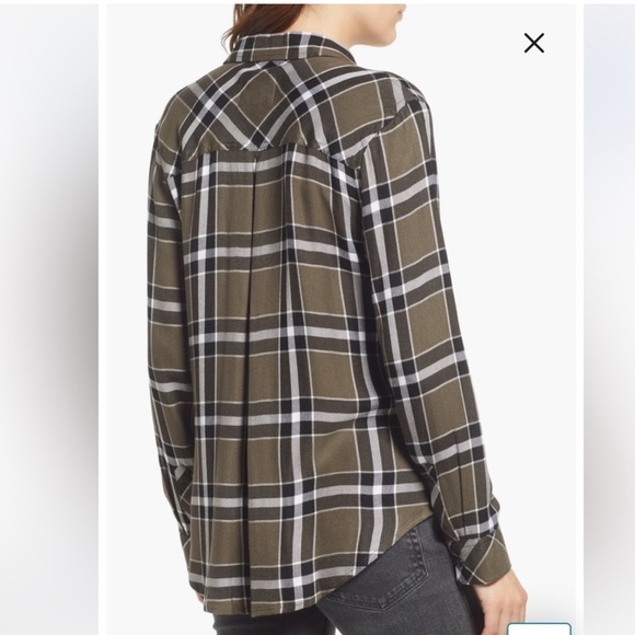 Rails Hunter Black Olive Ivory Plaid Button Up Shirt - Picture 3 of 12